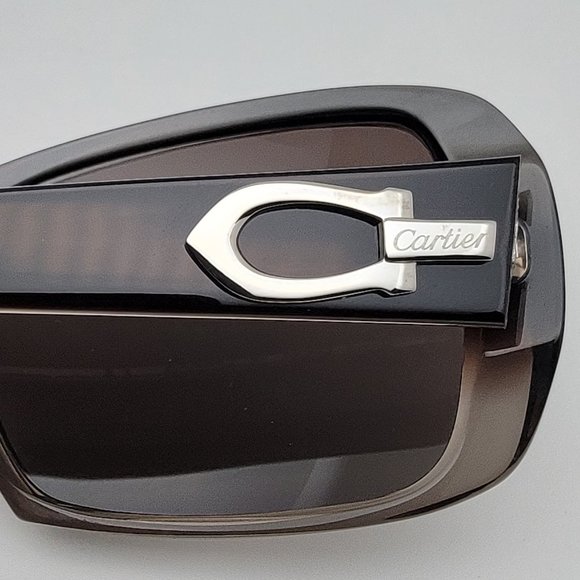 Cartier Décor C Classic Black Crystal Fade Frame Polarized Grey Lens Sunglasses
